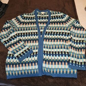 Talbots Multicolor Geometric Cardigan